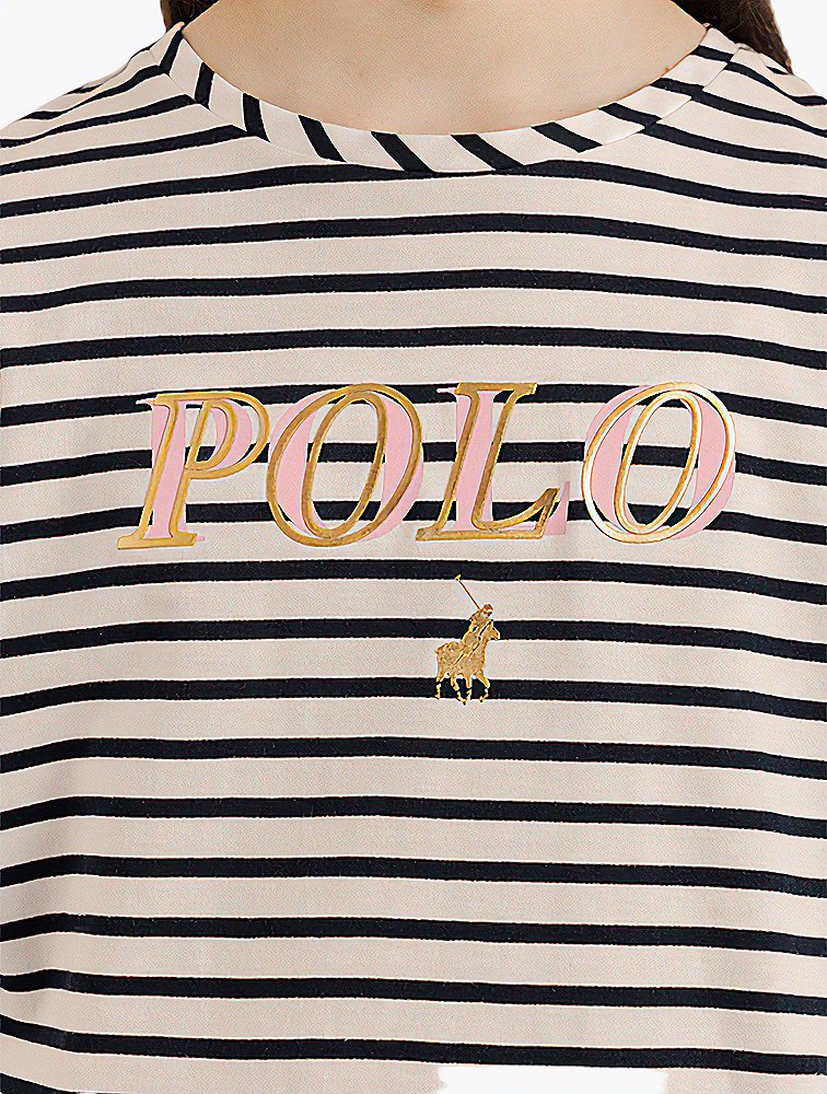 MyRunway Shop Polo Girls Navy Roxanne Striped Printed Tee for Kids